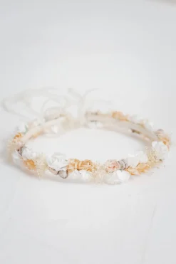 Blumenkranz im Vintage Stil mit Schleierkraut und Blüten in Rosé und Ivory