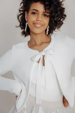 Braut Cardigan aus Stretch-Strick mit Schleife