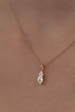 Braut Halskette mit ovalem Kristall-Anhänger – Dazzling Beauty