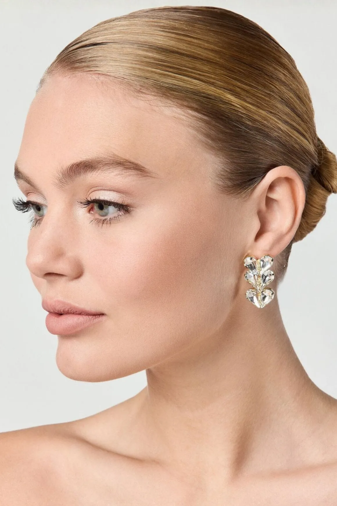 Braut Ohrstecker mit Strass-Herzchen