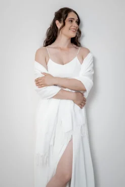 Braut Stola in Ivory mit Fransen