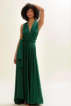 Brautjungfernkleid zum Wickeln – Ballgown Forest Green Twobirds