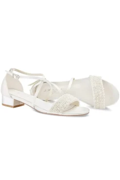 Brautsandale mit Perlen – Layla Ivory Satin | G.Westerleigh