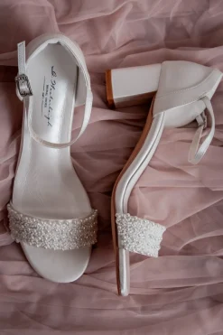 Brautschuh mit Perlen – Lauren Ivory Satin | G.Westerleigh