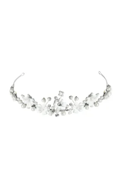 Diadem mit Blüten und Perlen für Kommunion- und Blumenmädchen