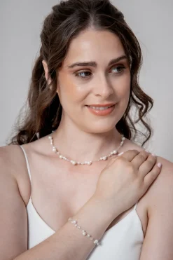 Filigrane Braut Halskette mit Perlen
