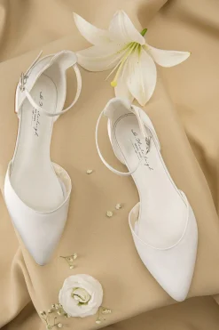 Flache Brautschuhe aus Satin – Ava Ivory Satin | G.Westerleigh