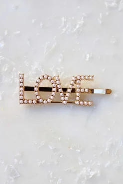 Haarspange mit Perlen-Pavé-Fassung "Love"