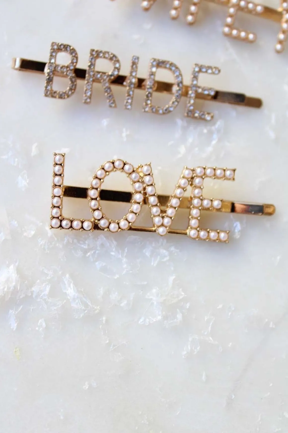 Haarspange mit Perlen-Pavé-Fassung "Love"