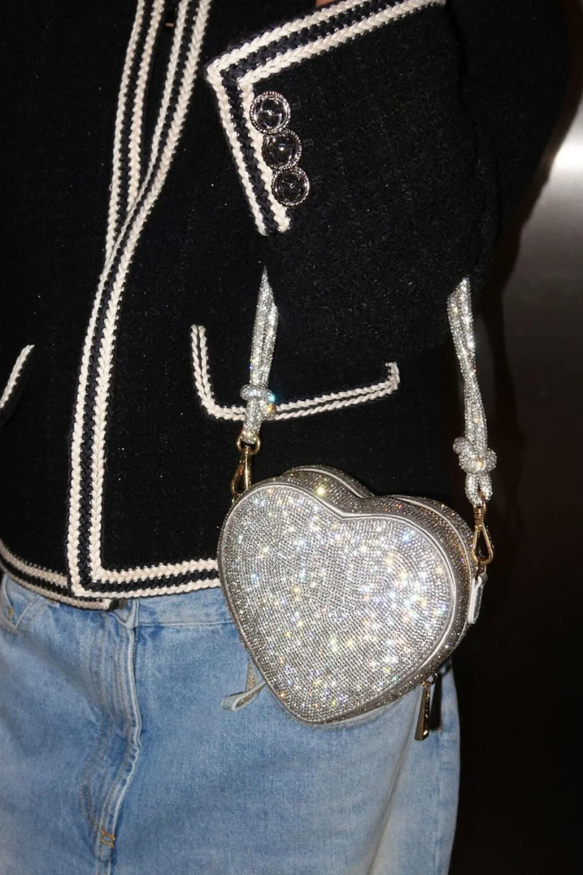 Herzförmige Handtasche in Silber – Midi Heart Bag Crystal | Weat