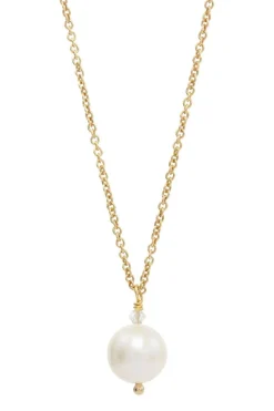 Kette mit rundem Perlen-Anhänger und kleinem Kristall – Blooming Beauty