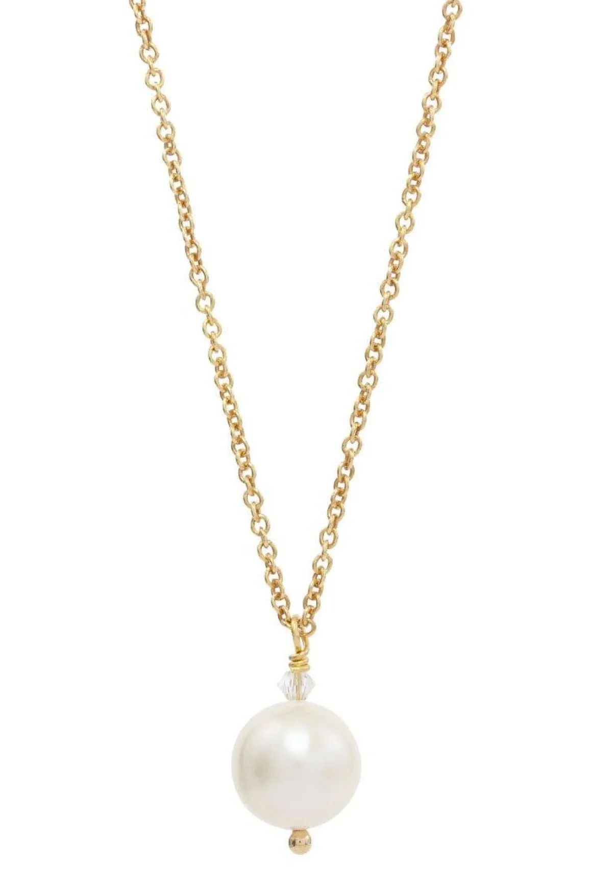Kette mit rundem Perlen-Anhänger und kleinem Kristall – Blooming Beauty