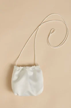 Kommuniontasche aus Satin mit Blümchenborte