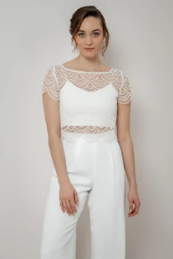Kurzarm-Braut Top aus Vintage-Spitze – Niah noni