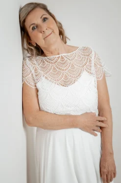 Kurzarm-Braut Top aus Vintage-Spitze – Niah noni