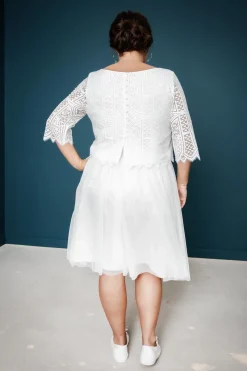 Kurzer Plus Size-Braut Rock in Ivory – Evie noni Curvy