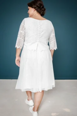 Kurzer Plus Size-Braut Rock in Ivory – Evie noni Curvy