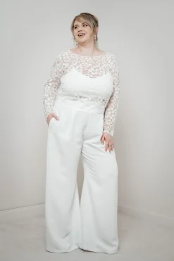 Langarm-Brauttop aus Blätterspitze – Norine noni Curvy