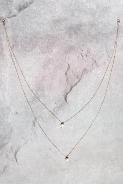Lange, zweireihige Rückenkette mit Perlen, Brautschmuck