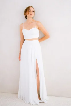 Maxi-Braut Rock in Ivory mit Beinschlitz – Jona noni
