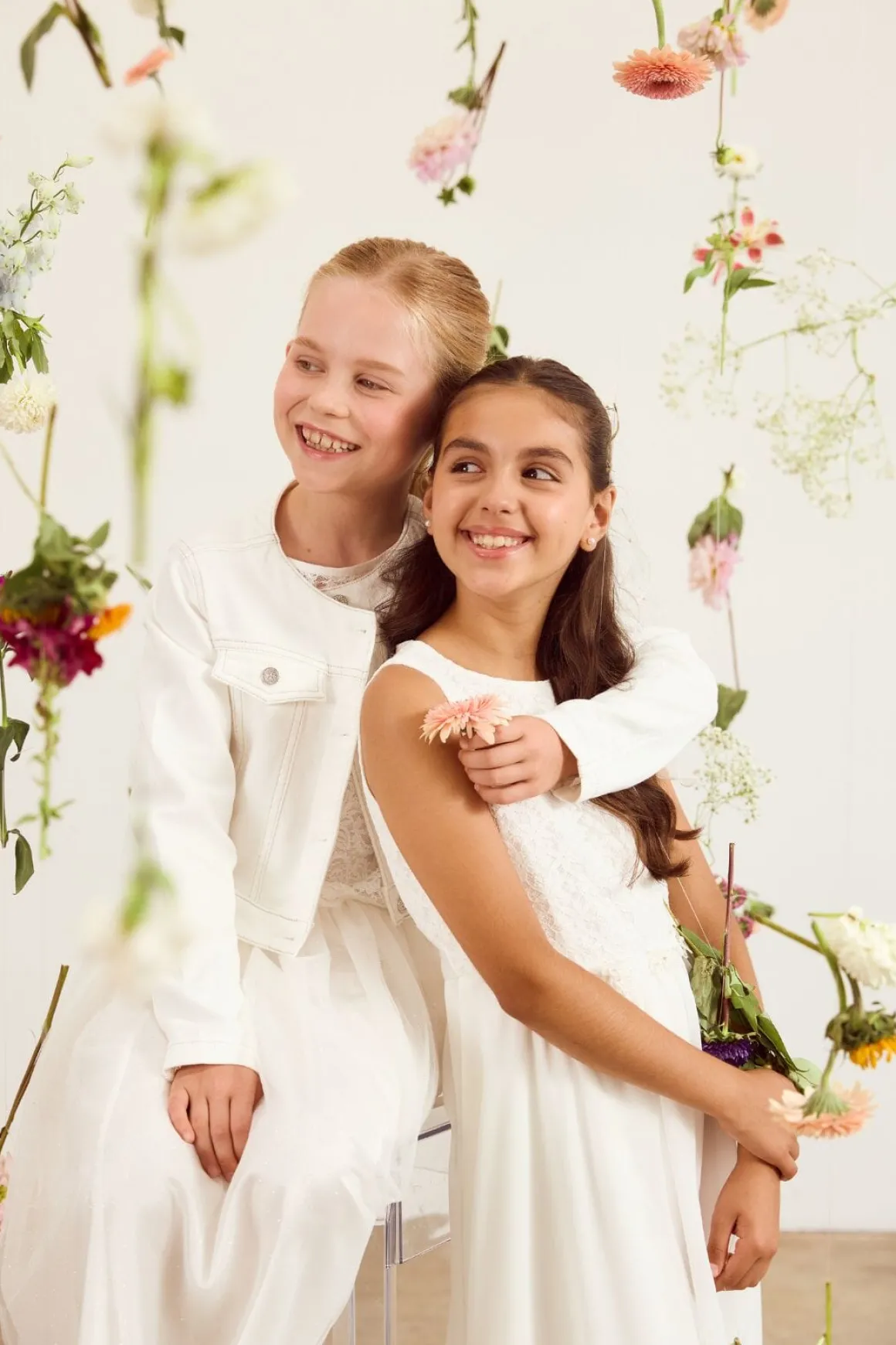 Mädchen-Jeansjacke in Ivory
