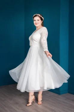 Midi-Softtüllrock in Ivory – Christy noni Curvy