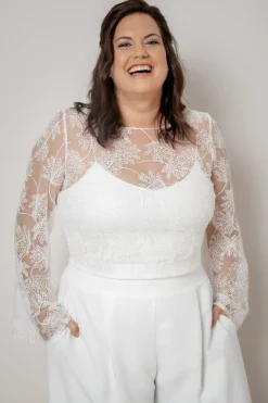 Plus Size Braut Top mit Trompetenärmeln – Safi noni Curvy