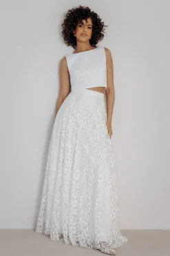 Rückenfreies Braut Top – Liza Ivory Eco noni