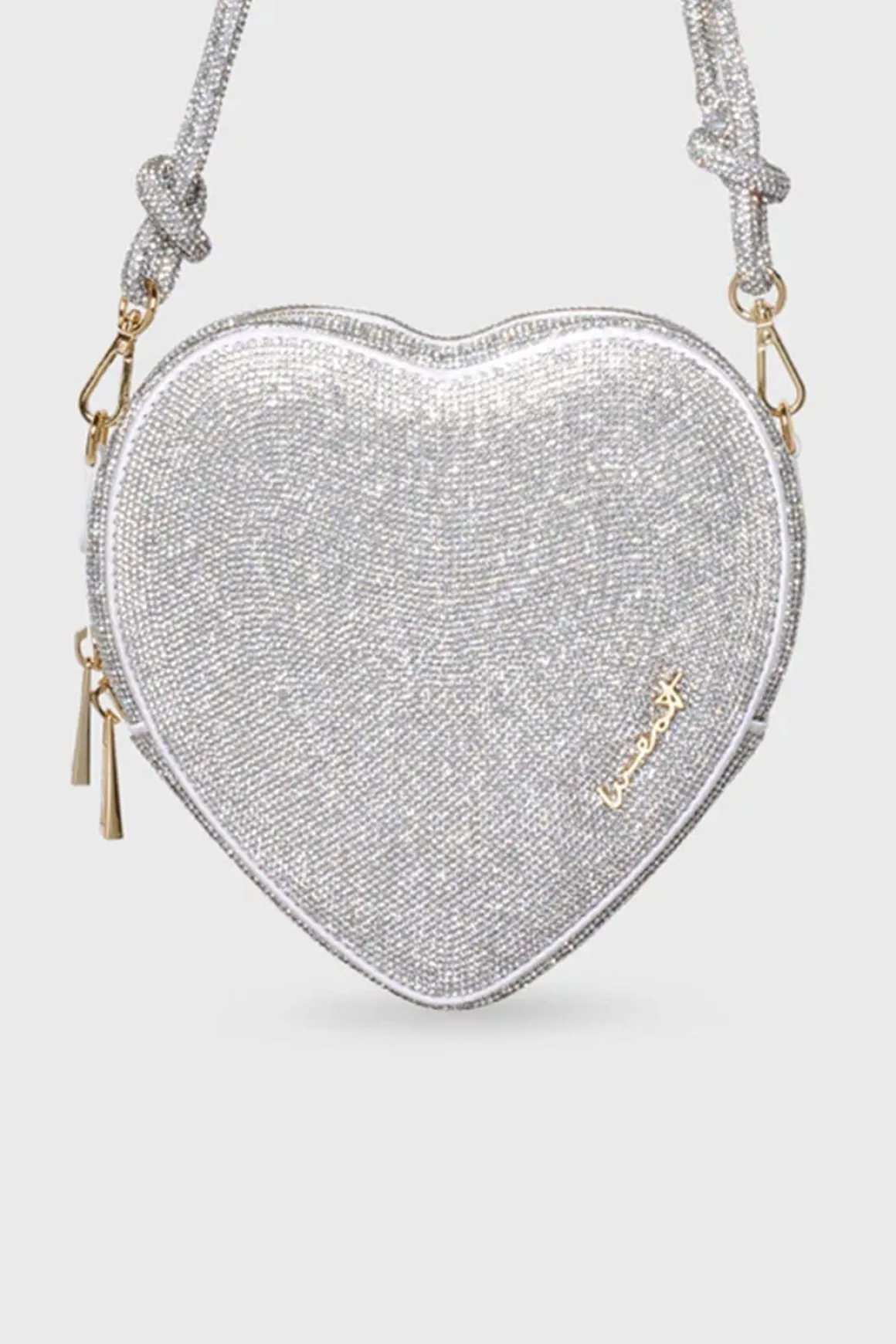 Tasche mit Glitzer-Riemen – Big Heart Bag Crystal Silver | Weat