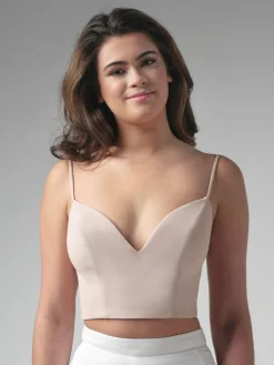 Unterziehtop in Beige mit tiefem Dekolleté